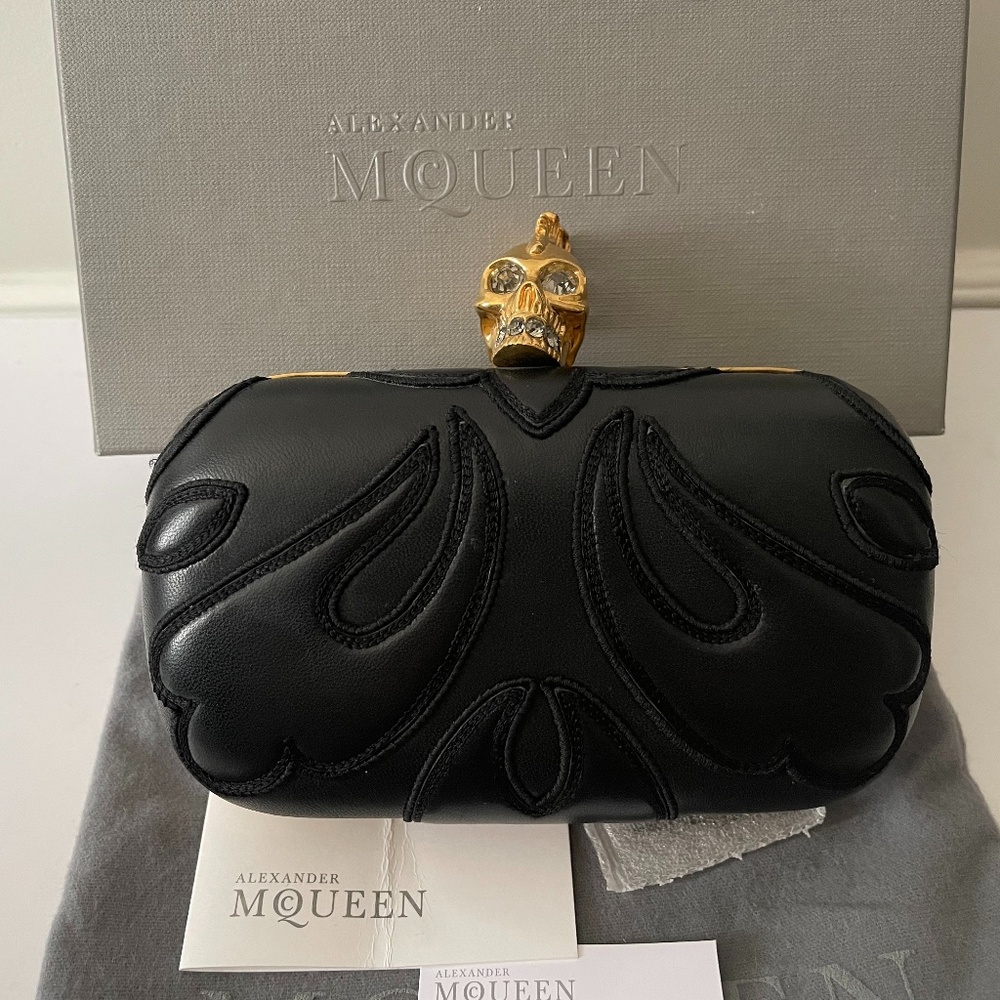 SOLD EMT 420 Alexander Mcqueen Britannia Skull Box Clutch Black - Picture 1 of 10